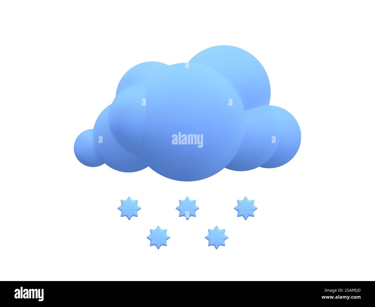 3d realistic cloud with snowflakes in cartoon style isolated on white background. Weather forecast icon. Vector illustration. Stock Vector
