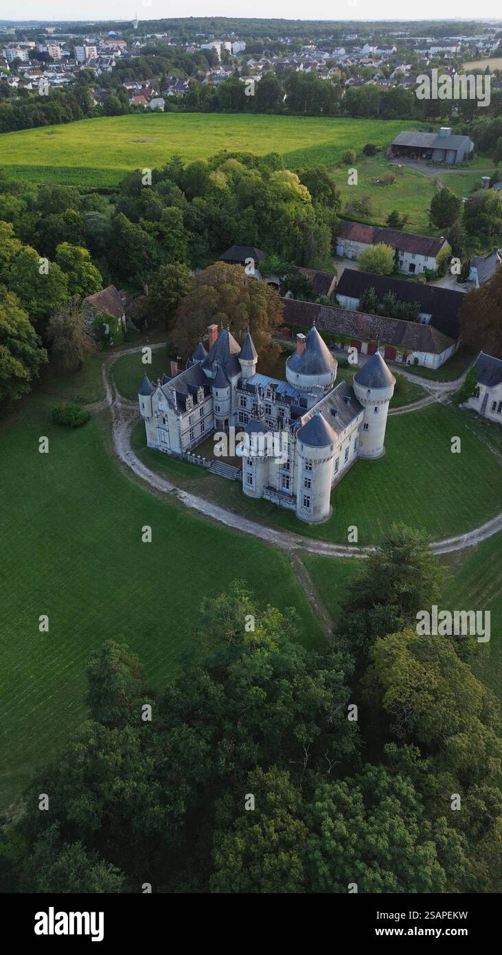 1605 Rouville drone photo Rouville castle france europe Stock Photo - Alamy