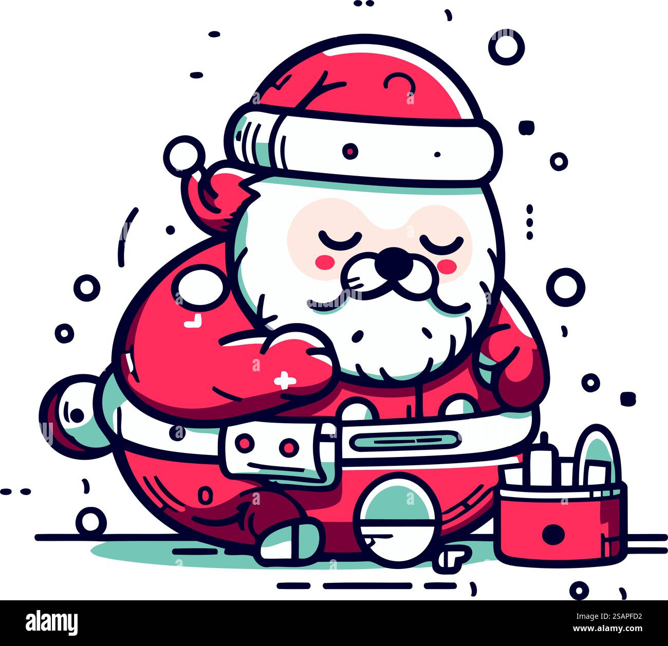 Cute Santa Claus with a bag of gifts. Vector illustration Stock Vector ...