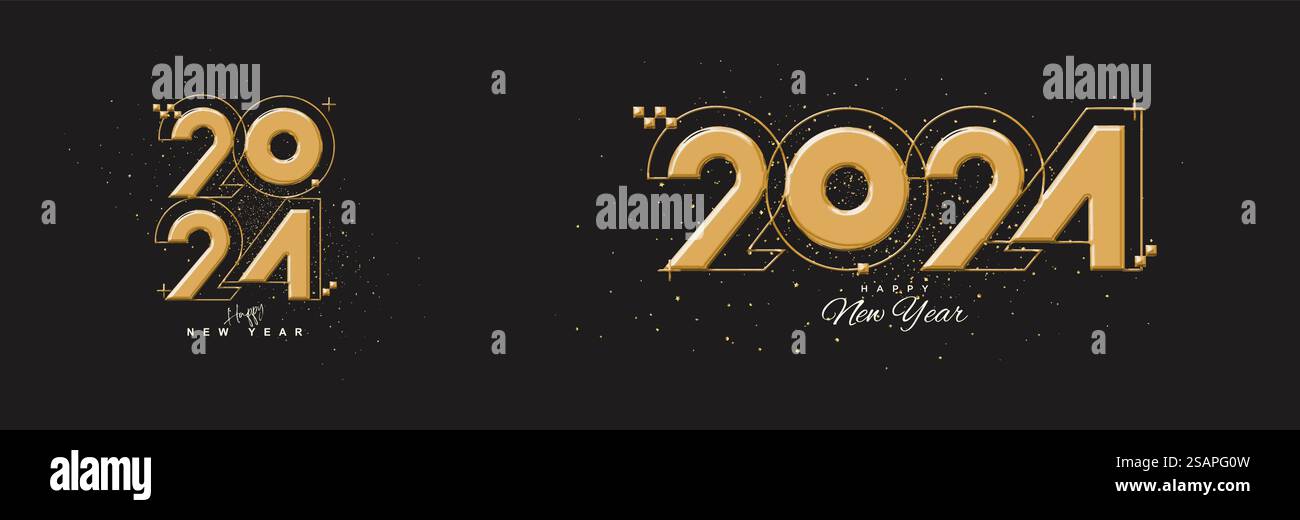 Vector Number Design 2024. With modern gold numbers. Unique and clean ...