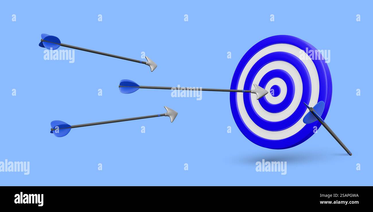Realistic 3d design target and arrows. Marketing time concept ...