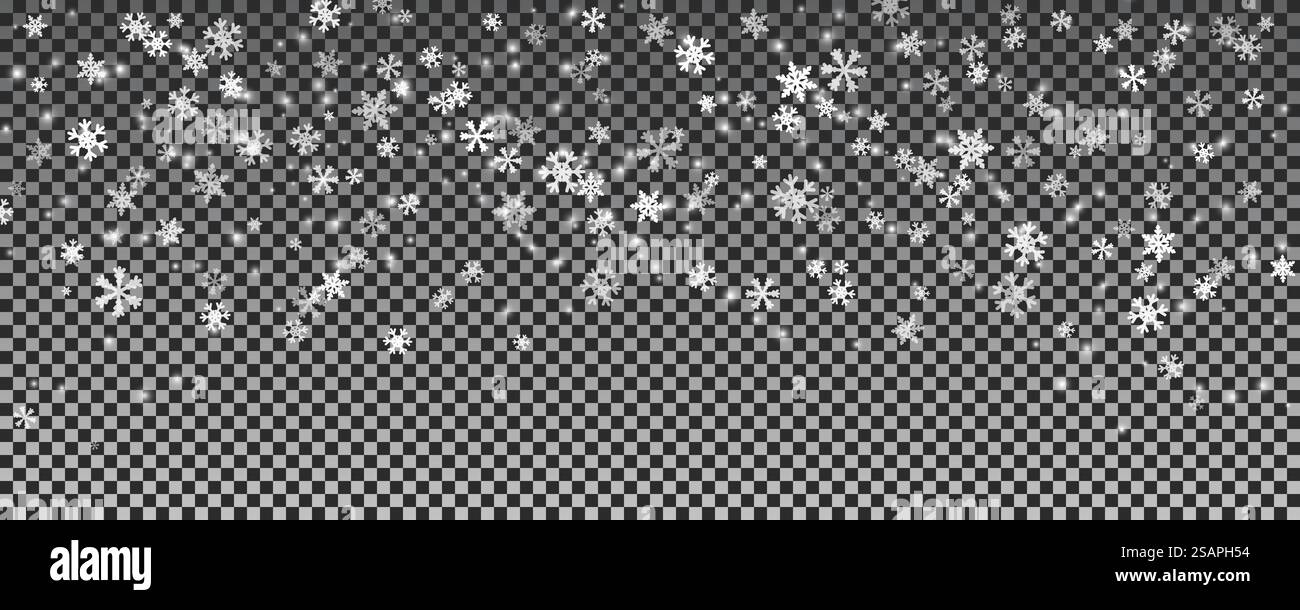 Christmas falling snow isolated transparent background. Winter snow ...