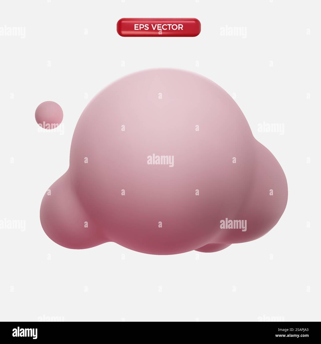 Pink 3d realistic cloud isolated. Render soft round cartoon fluffy clouds icon in the sky. 3d geometric shapes vector illustration Stock Vector