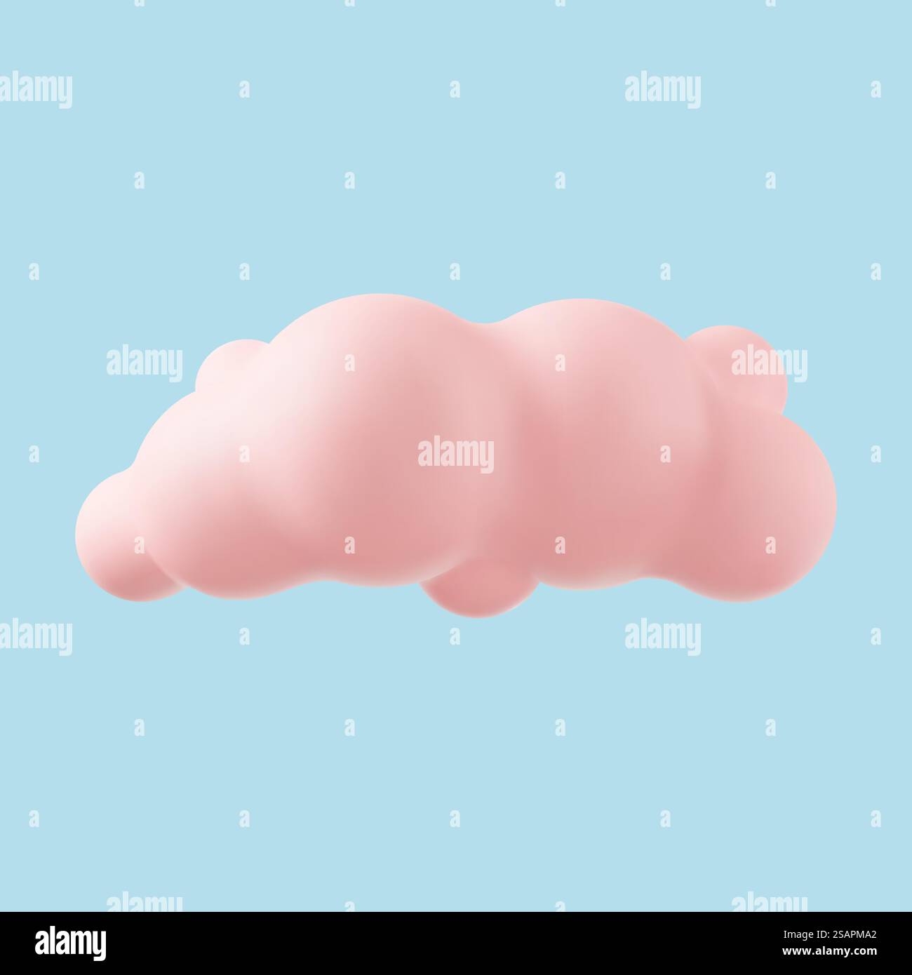 3d pink realistic simple clouds isolated on blue background. Render soft round cartoon fluffy clouds icon in the sky. Vector illustration. 3d realistic simple clouds Stock Vector