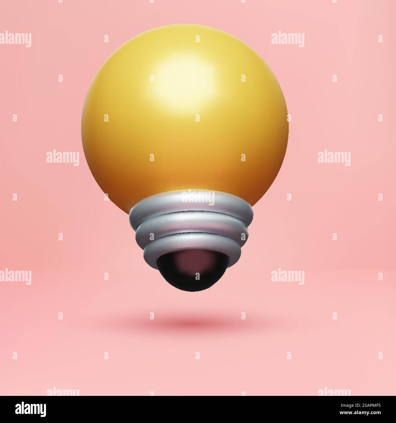 3d yellow light bulb. 3d vector render style Stock Vector