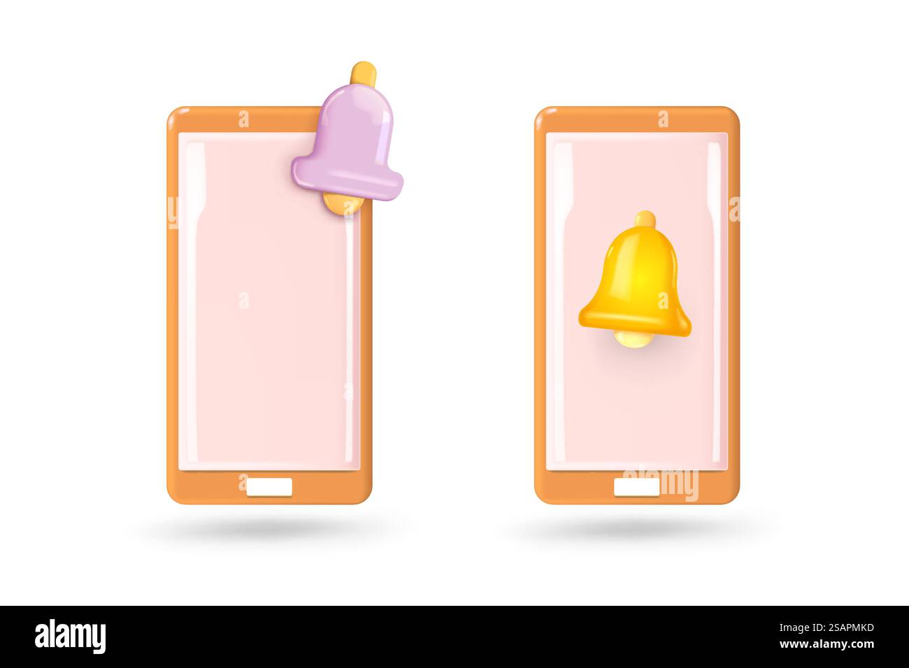 Notification message bell icon alert and alarm icon. 3d vector ...