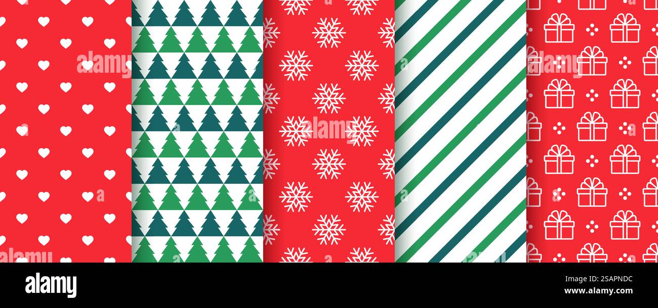 Christmas backgrounds. Xmas seamless pattern. Set festive textures ...