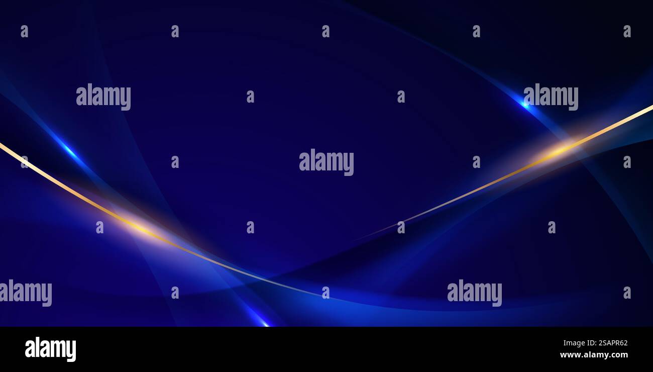 blue abstract background with luxury golden elements vector ...