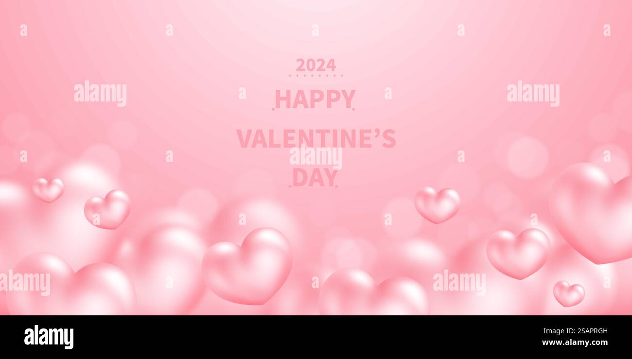Happy Valentine’s Day poster or voucher design with heart balloons on a ...
