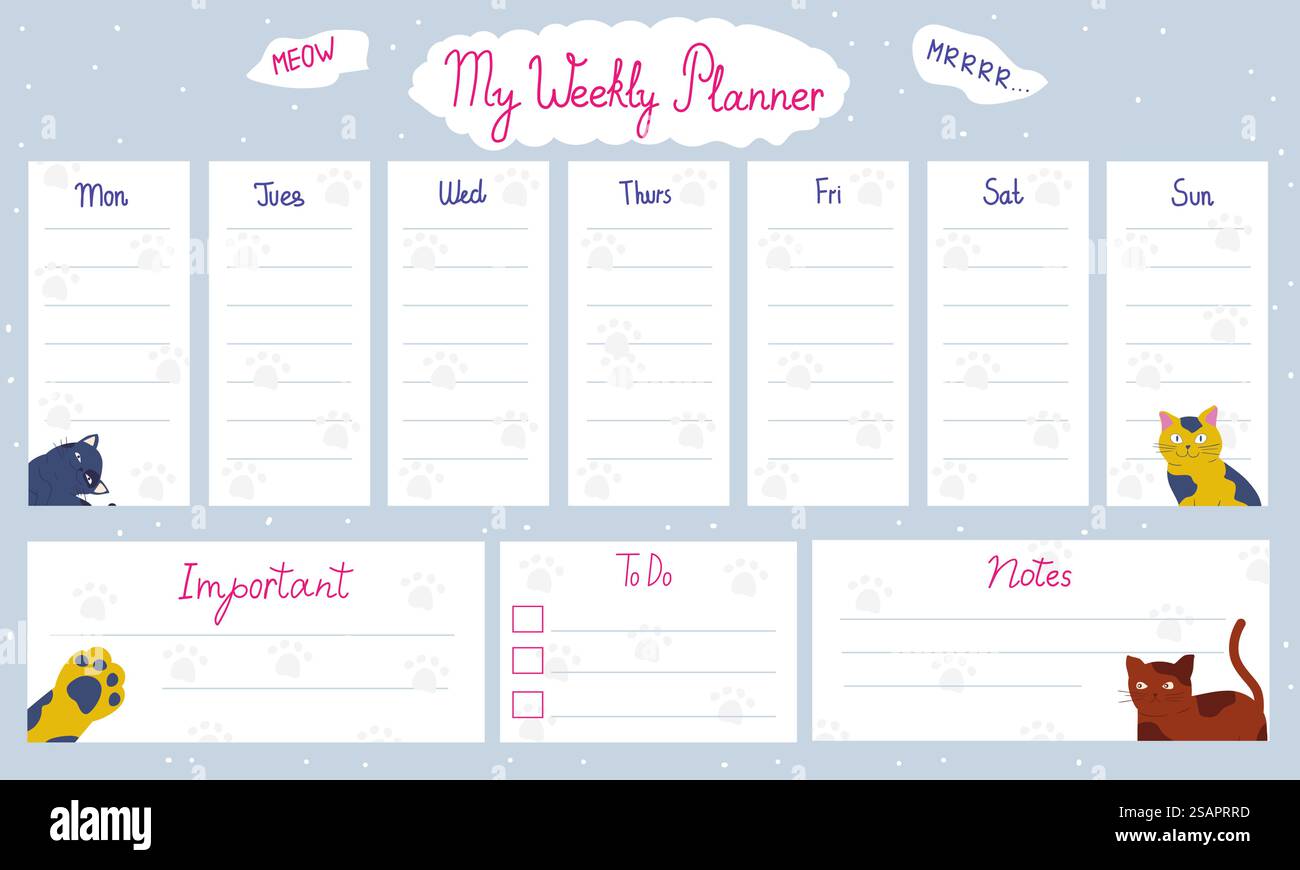 Cute to do list. Paper agenda page with decoration and weekly planner ...