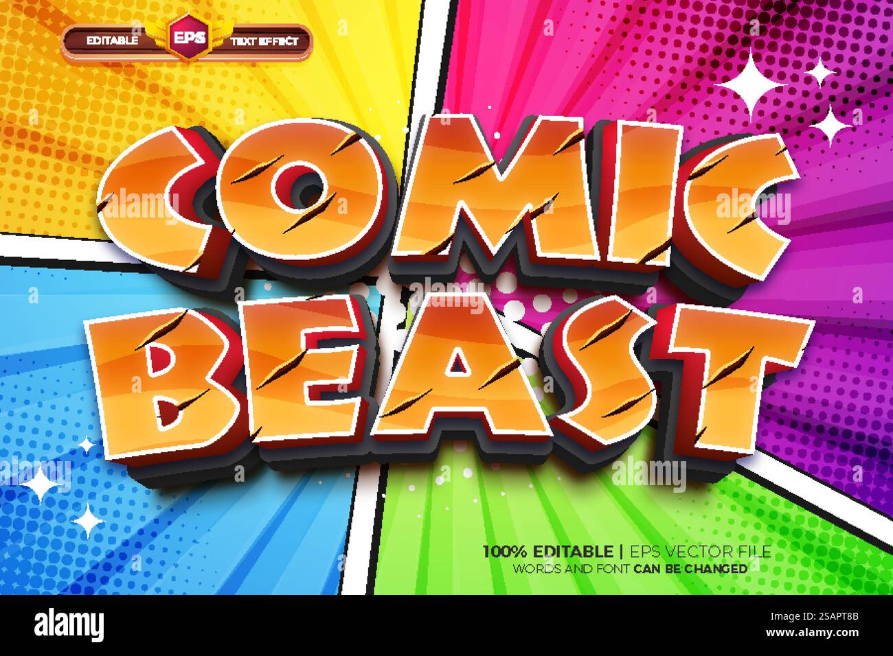 Beast Wild Comic 3D editable text effect logo template Stock Vector ...