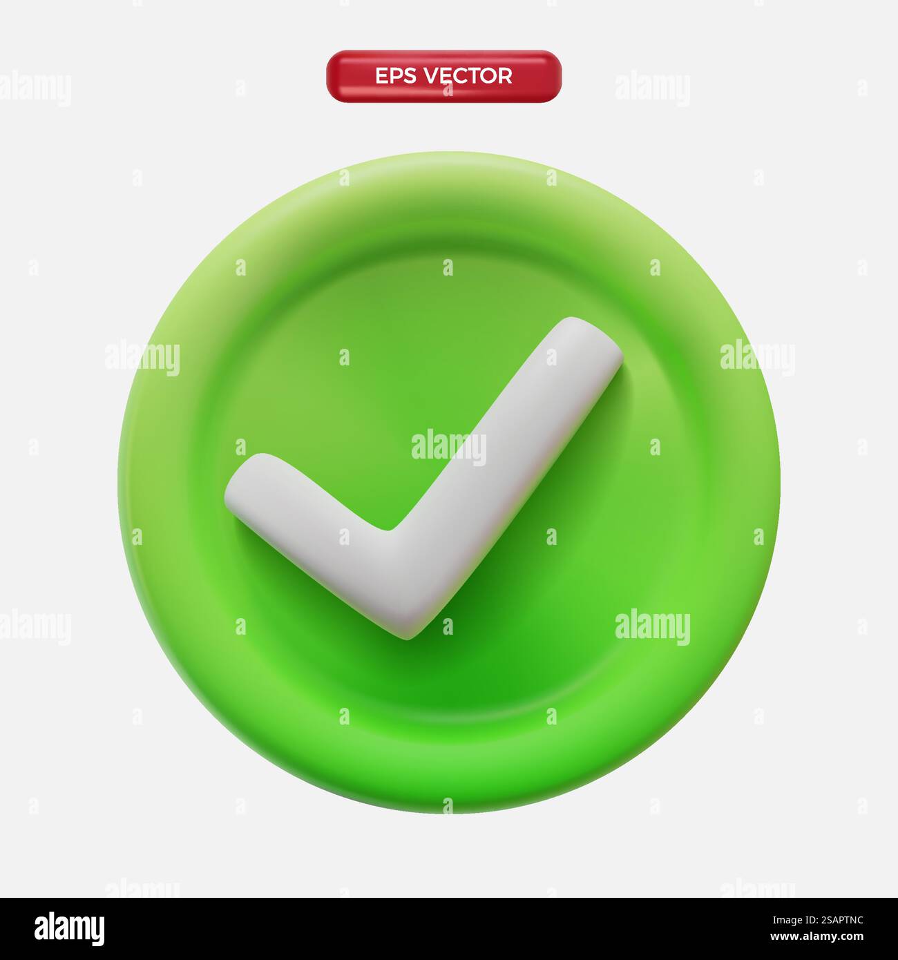 3D green Accept sign cartoon render style.jpg Stock Vector