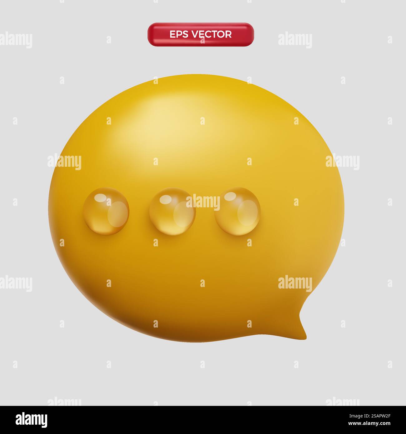 3D icon yellow bubble chat cartoon render style vector mesh Stock Vector