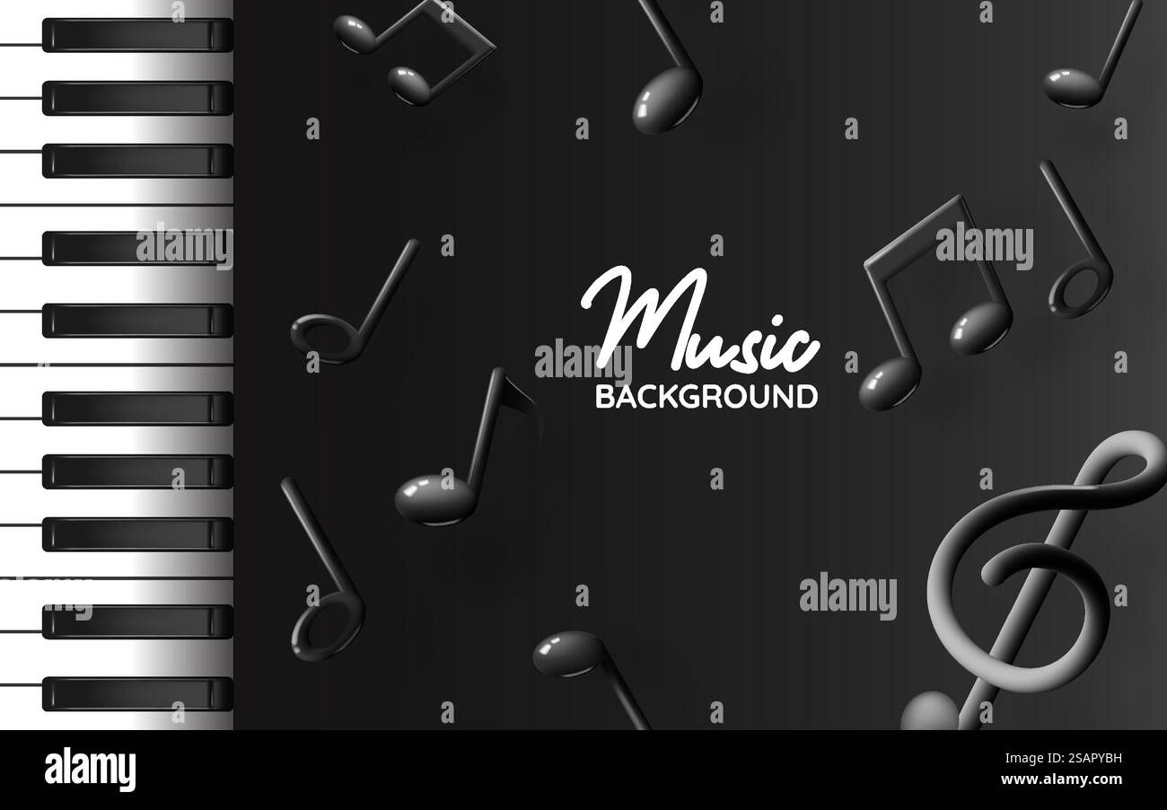 Music notes, song, melody or tune 3d realistic vector icon for musical ...