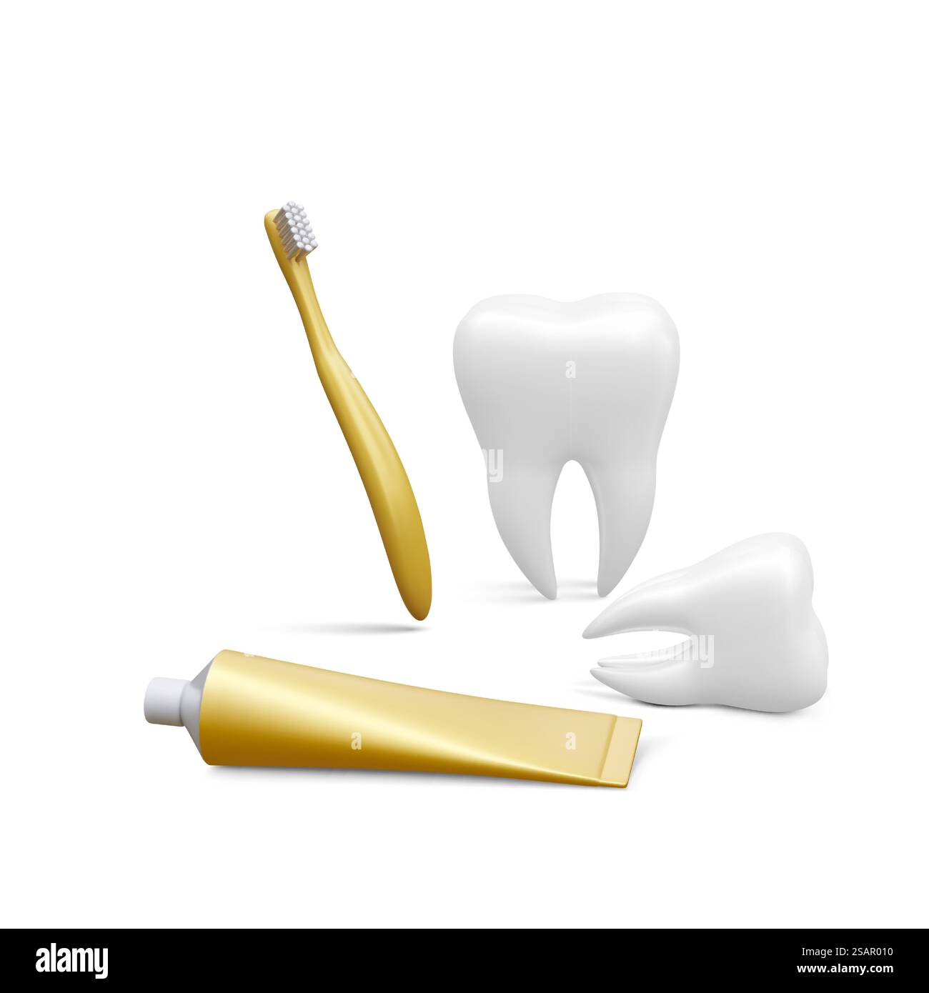 Realistic tube mockup toothpaste, white teeth and toothbrush. Vector ...