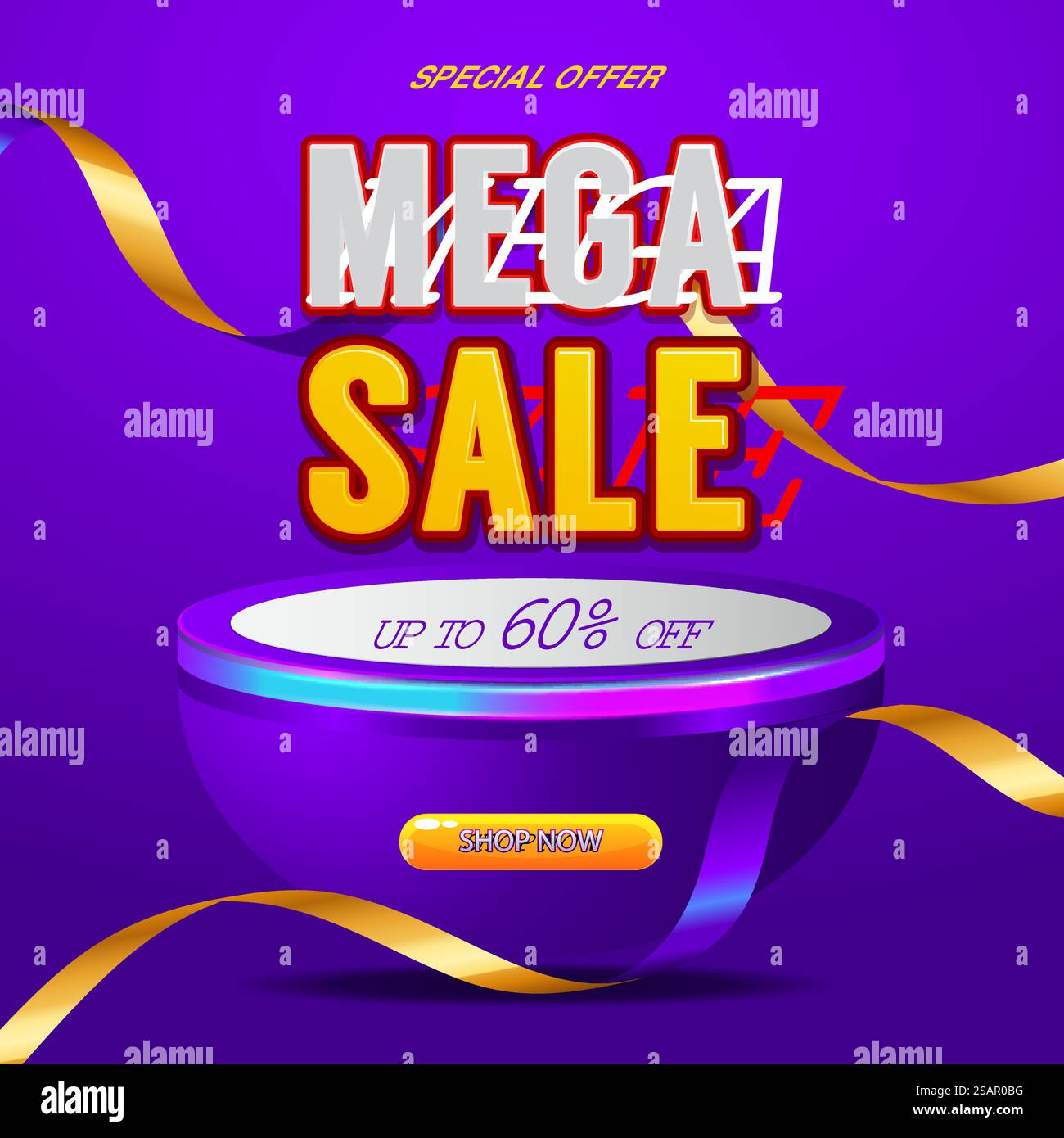Mega sale banner template design with podium Stock Vector Image & Art ...