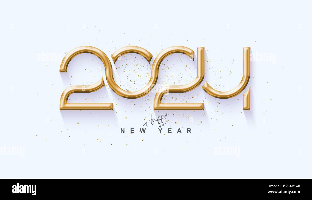 Design of Happy New Year 2024 luxury gold numbers. With a thin number ...