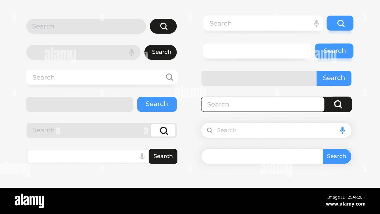 Search bar. Website box with button interface element. Site input form ...