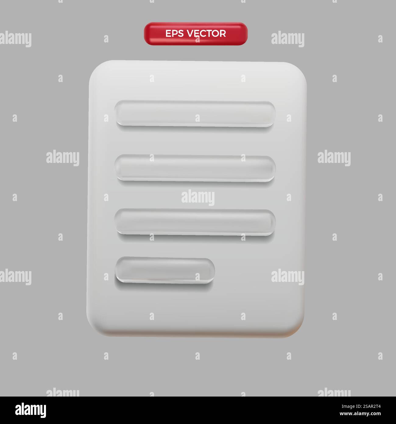 3D cute white document cartoon render style vector mesh Stock Vector