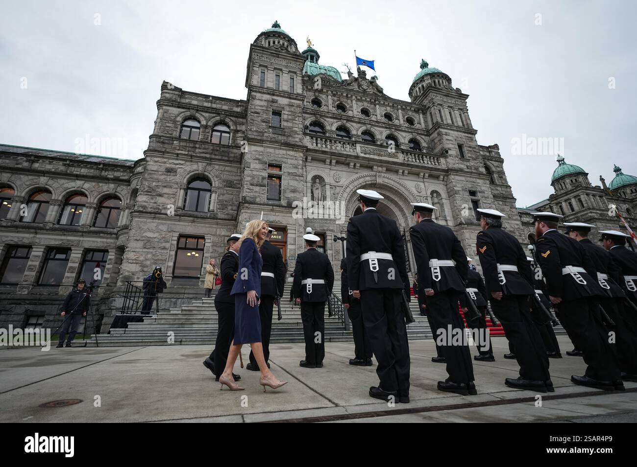 Victoria, Canada. 30th Jan, 2025. B.C. Lt-Gov. Wendy Cocchia inspects ...