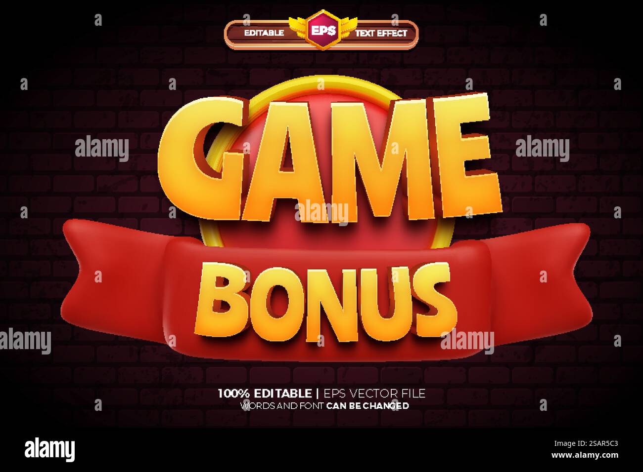 Super Bonus  game cartoon adventure editable text effect logo template Stock Vector