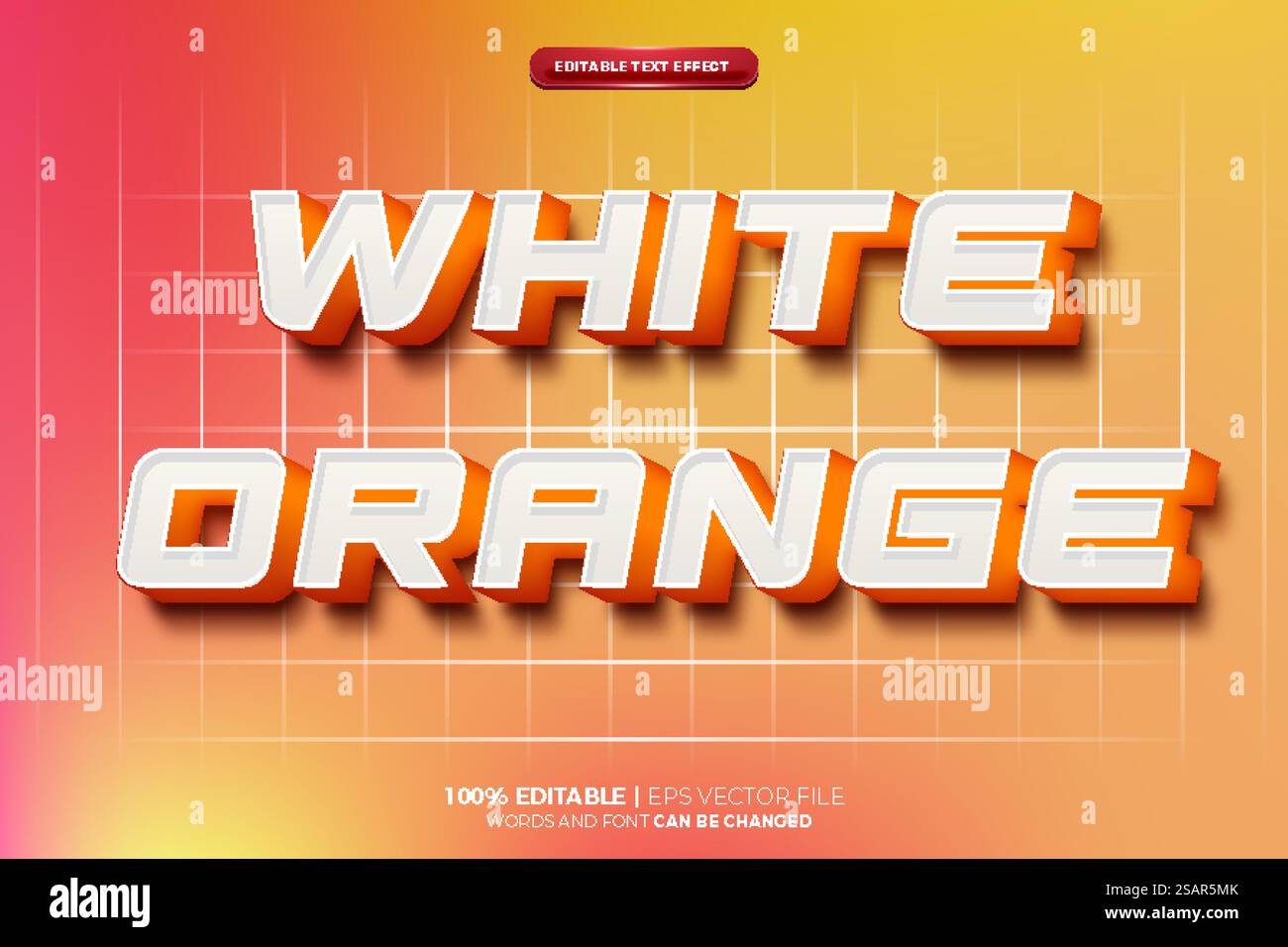 Fast Speed White Orange 3d editable text effect Stock Vector