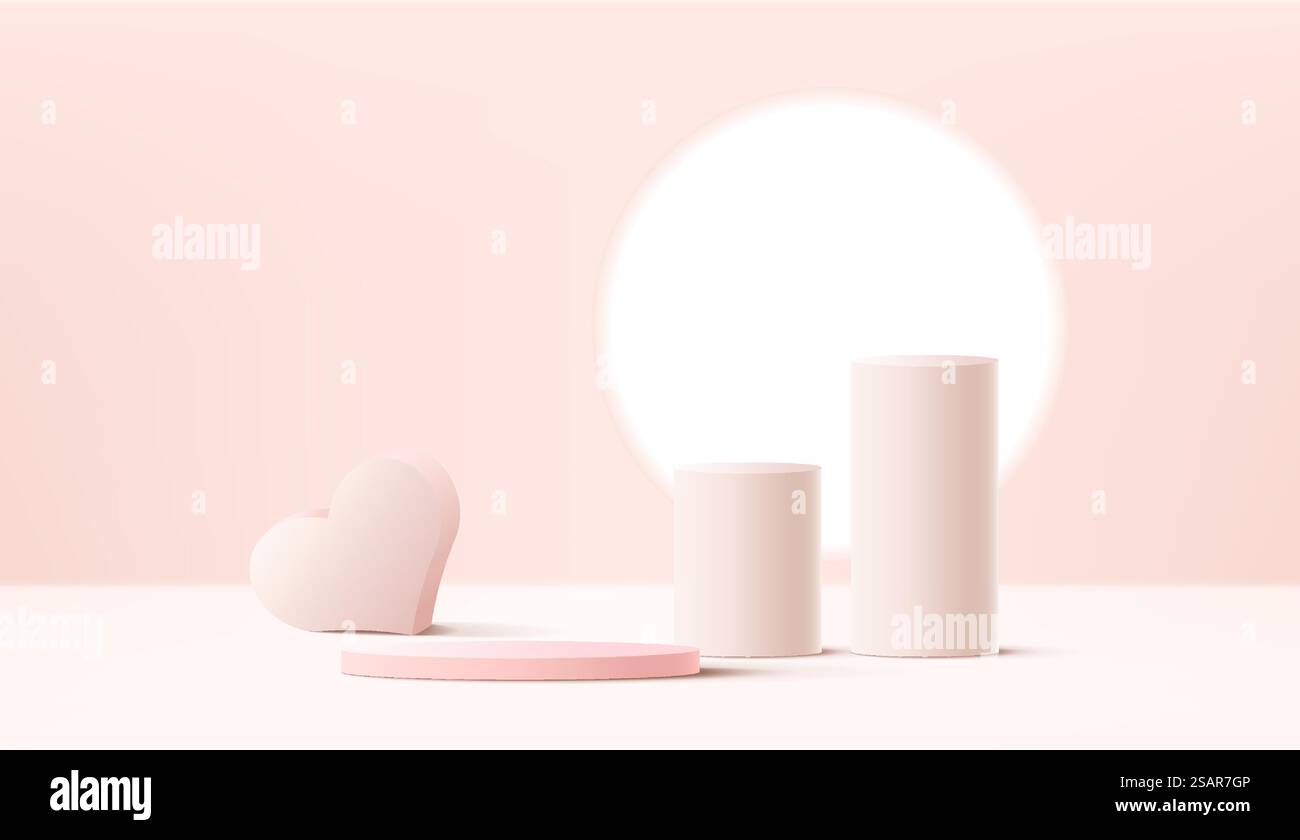 Minimal background mock up with podium for product display. 3d rendering. Stock Vector