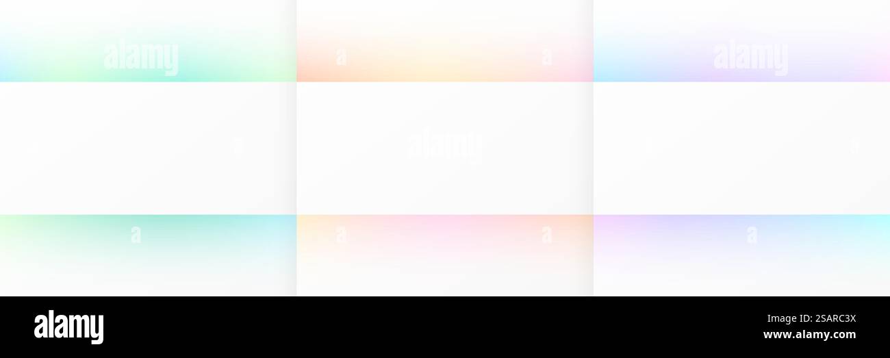 Set of blue, pink-purple and green frames on white background. Abstract colorful gradient scene backdrop. Collection of glowing neon color on background with copy space. Top view design. Vector EPS10 Stock Vector