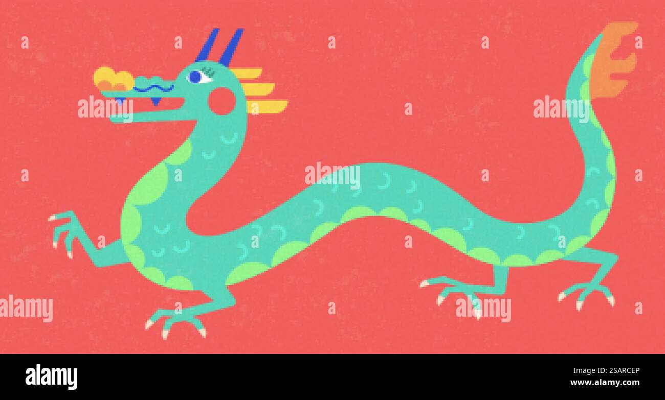 Cute flat style dragon element Stock Vector