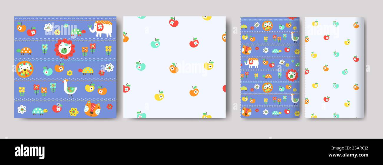 Seamless patterns for kids, cute graphic elements, elements with cute ...