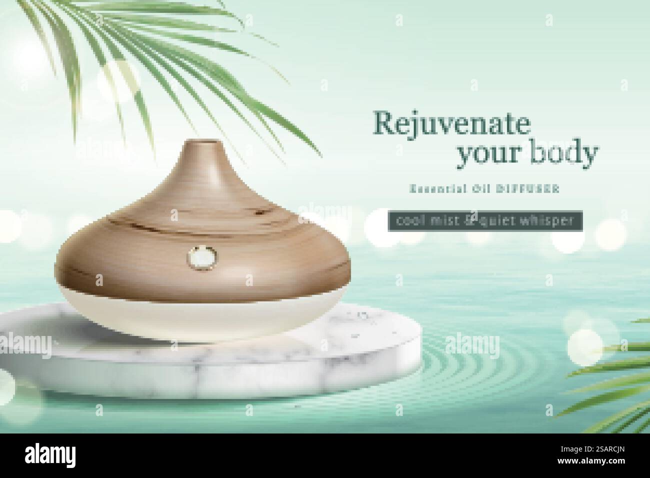 Zen style aroma diffuser or air humidifier ad template. 3d product mock ...