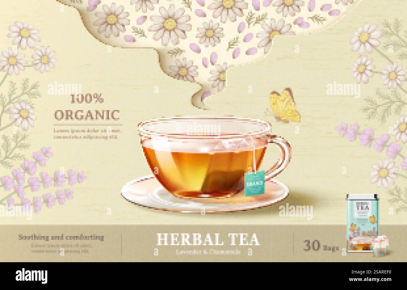Refreshing herbal tea ad Stock Vector