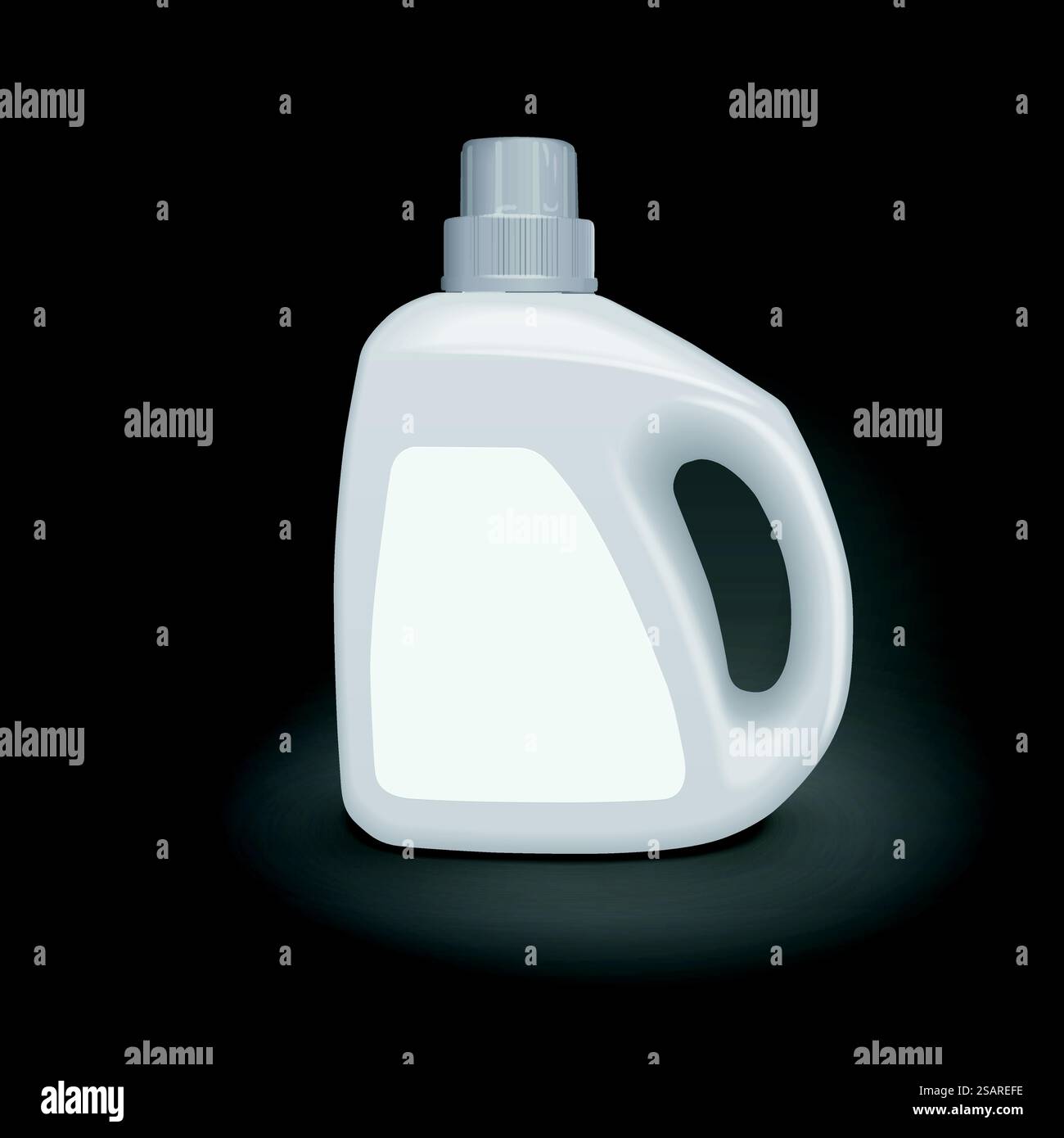 plastic detergent container isolated on black background. 3D ...