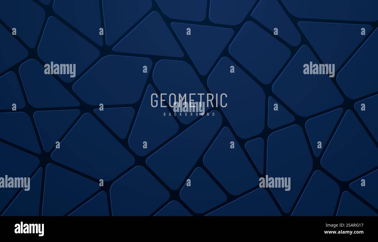 Abstract dark blue voronoi blocks 3d dark background. Modern futuristic ...