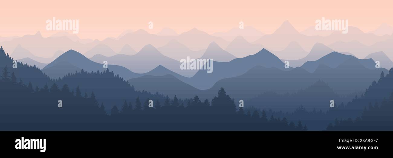 Aerial view foggy valley Stock Vector Images - Alamy