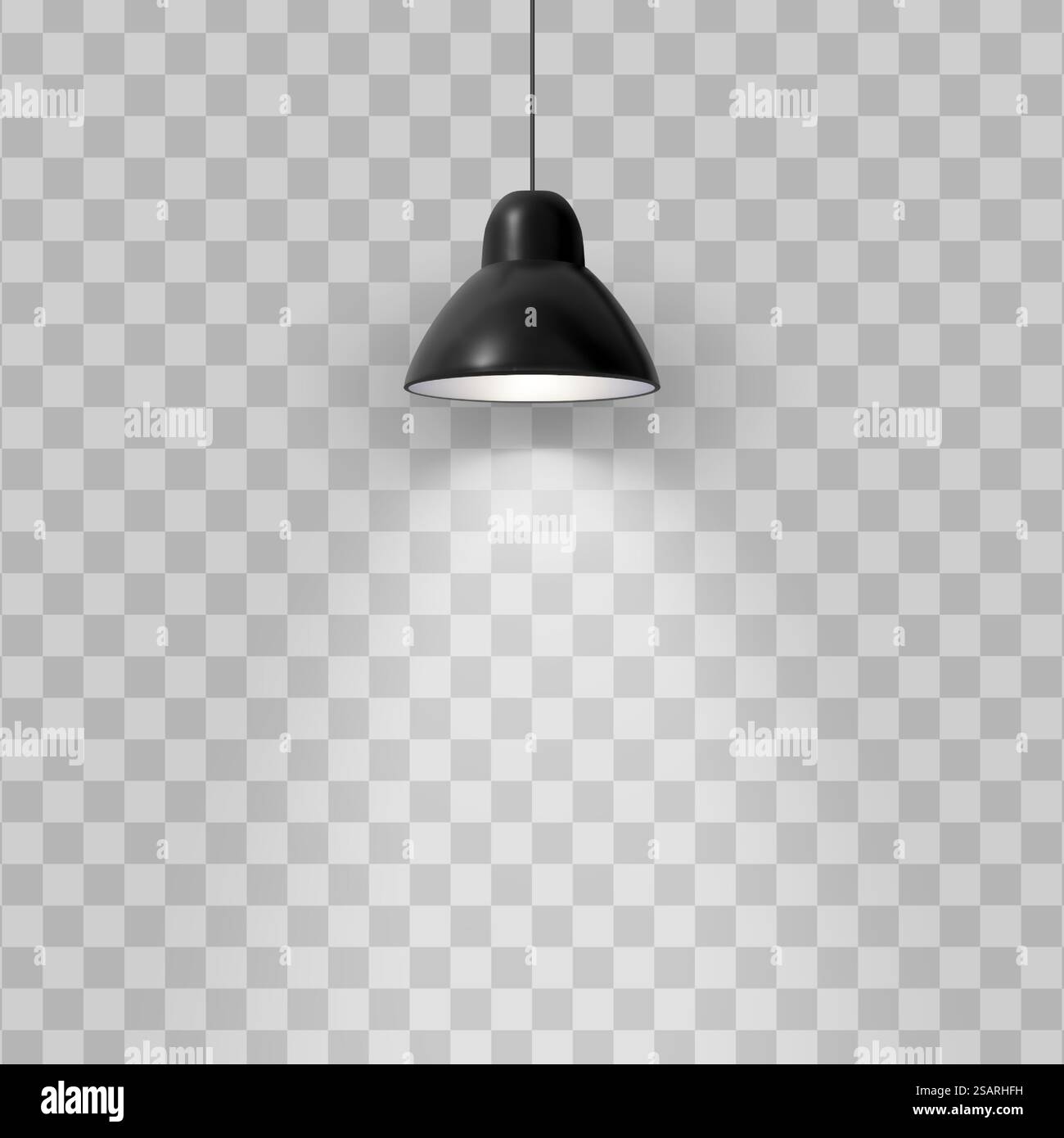 Vector realistic black ceiling lamp isolated on transparent background Stock Vector
