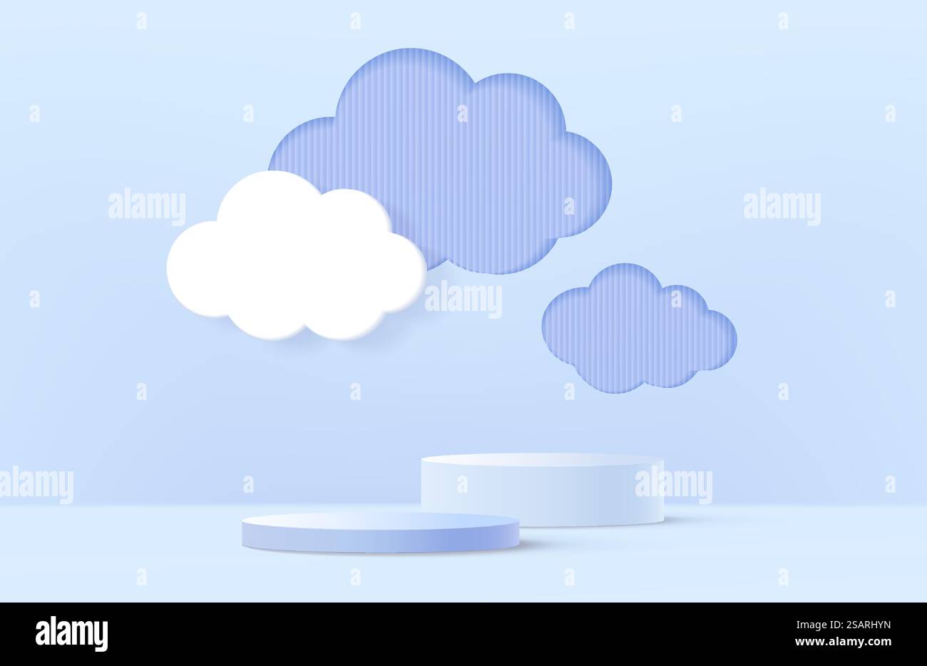 3d blue rendering with podium and cloud white scene Stock Vector Image ...