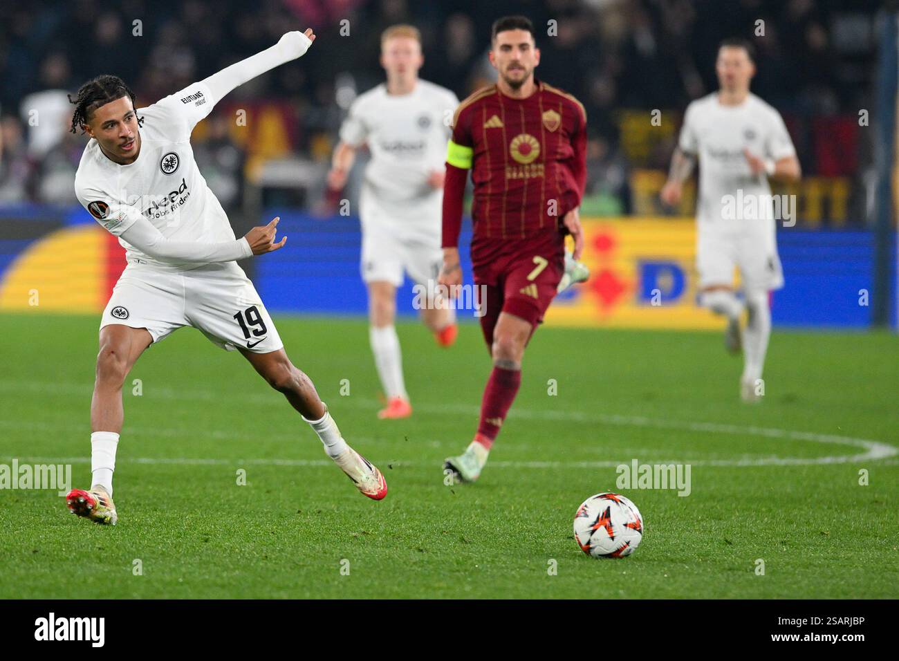 Olimpico Stadium, Rome, Italy - Zeki Celik runs with the ball during ...