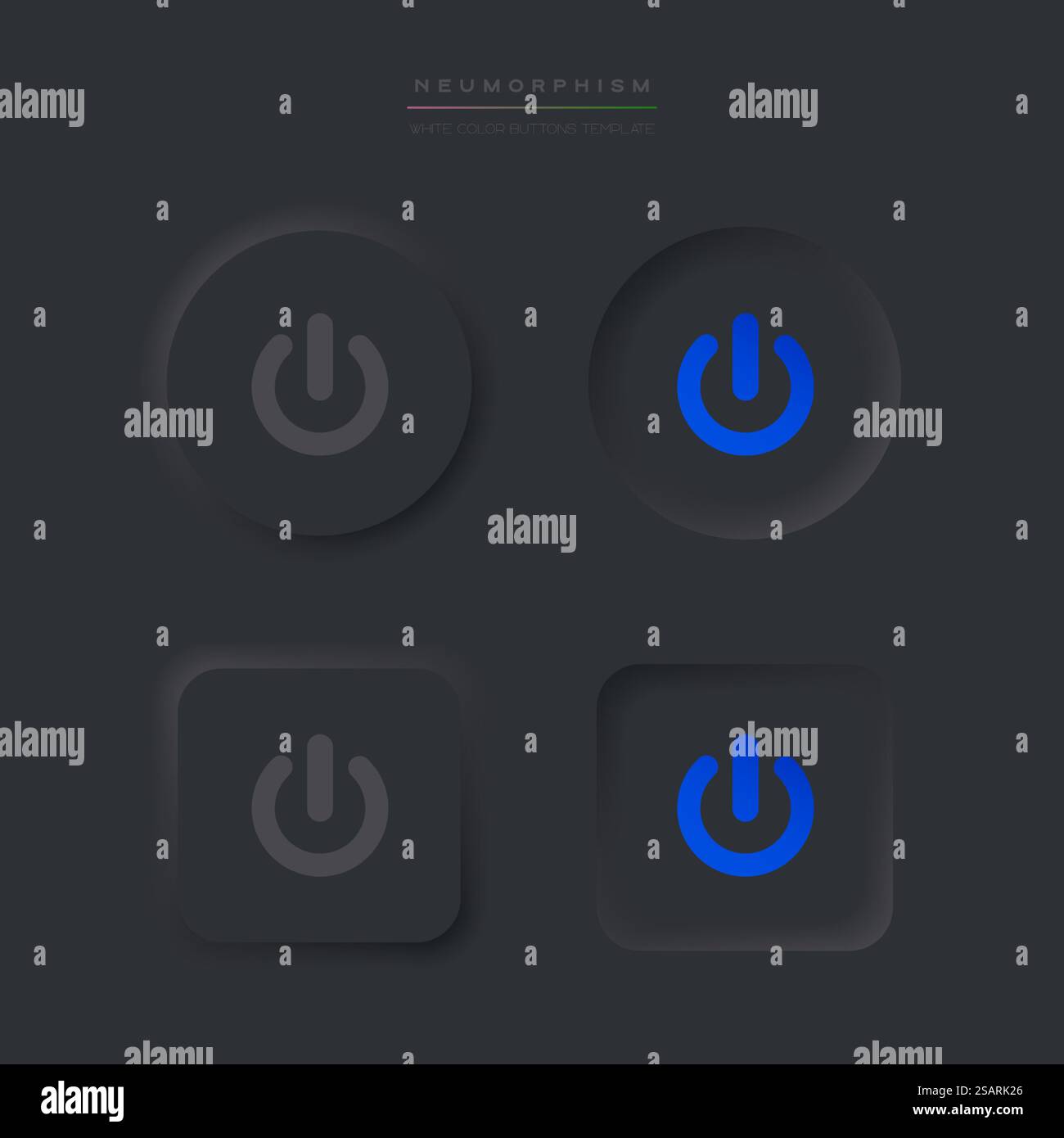 Power icon in neumorphism style. Power on off buttons. Black User ...