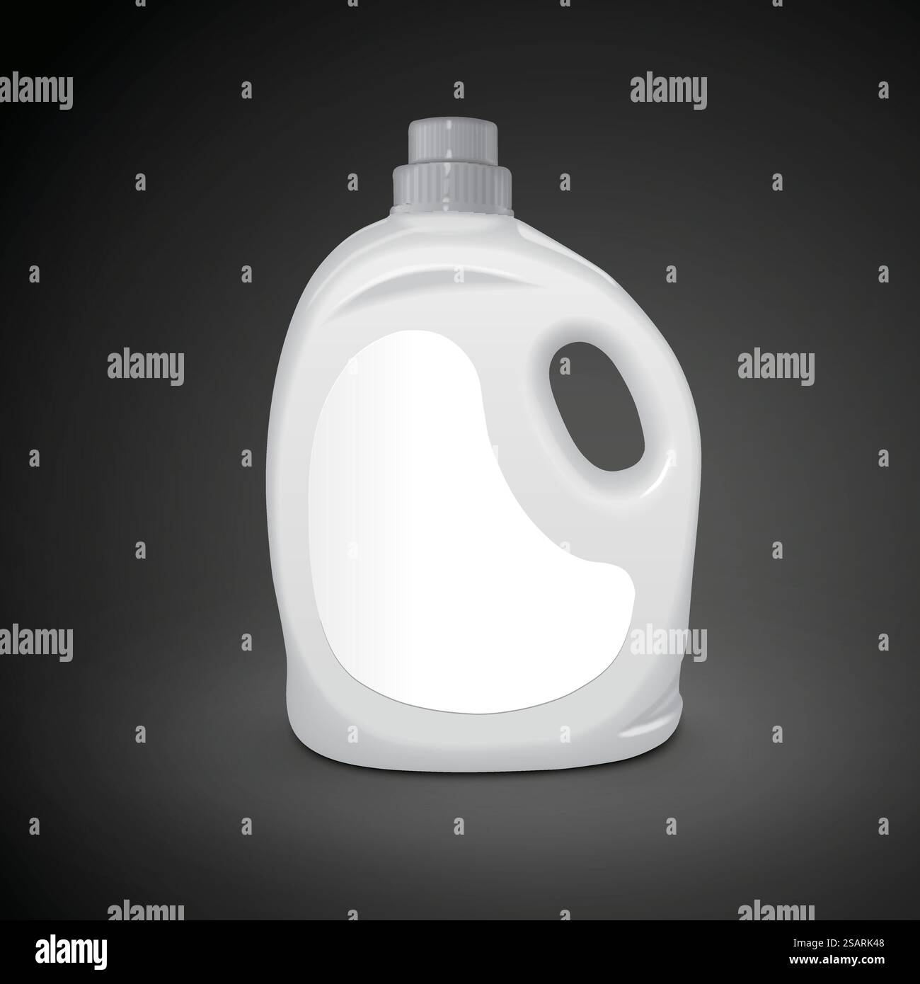 plastic detergent container isolated on black background. 3D ...