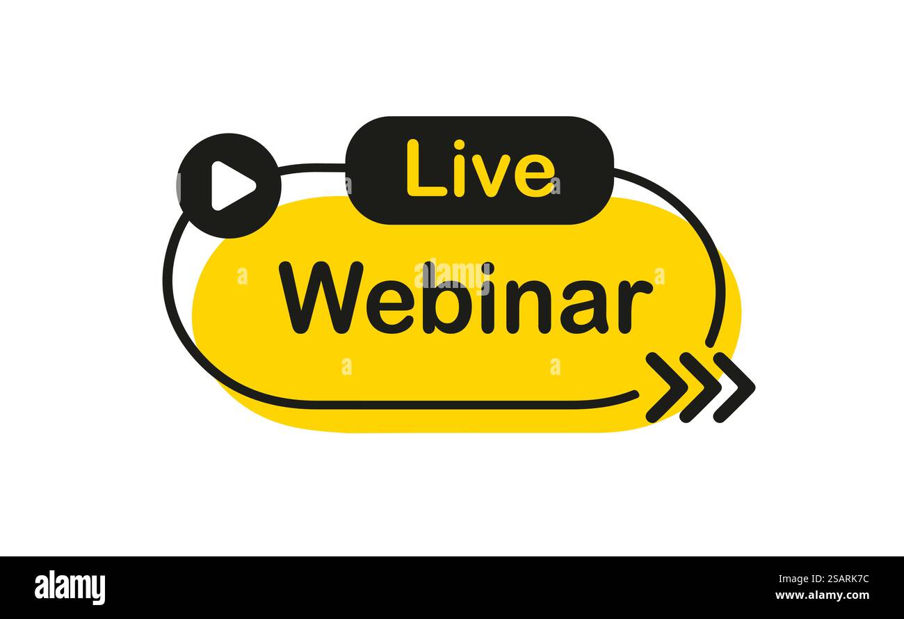Live Webinar Button, icon, emblem. Live stream label. Vector illustration Stock Vector