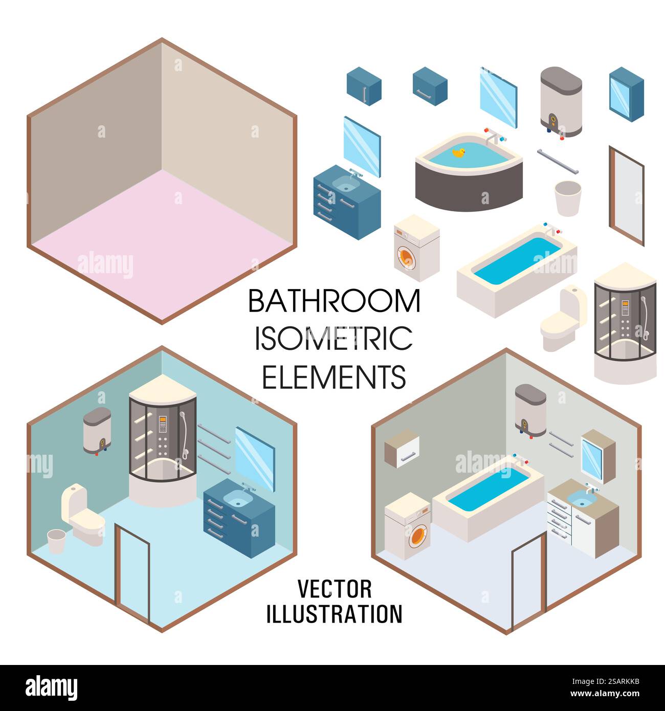 Bathroom interior constructor, vector flat isolated illustration ...