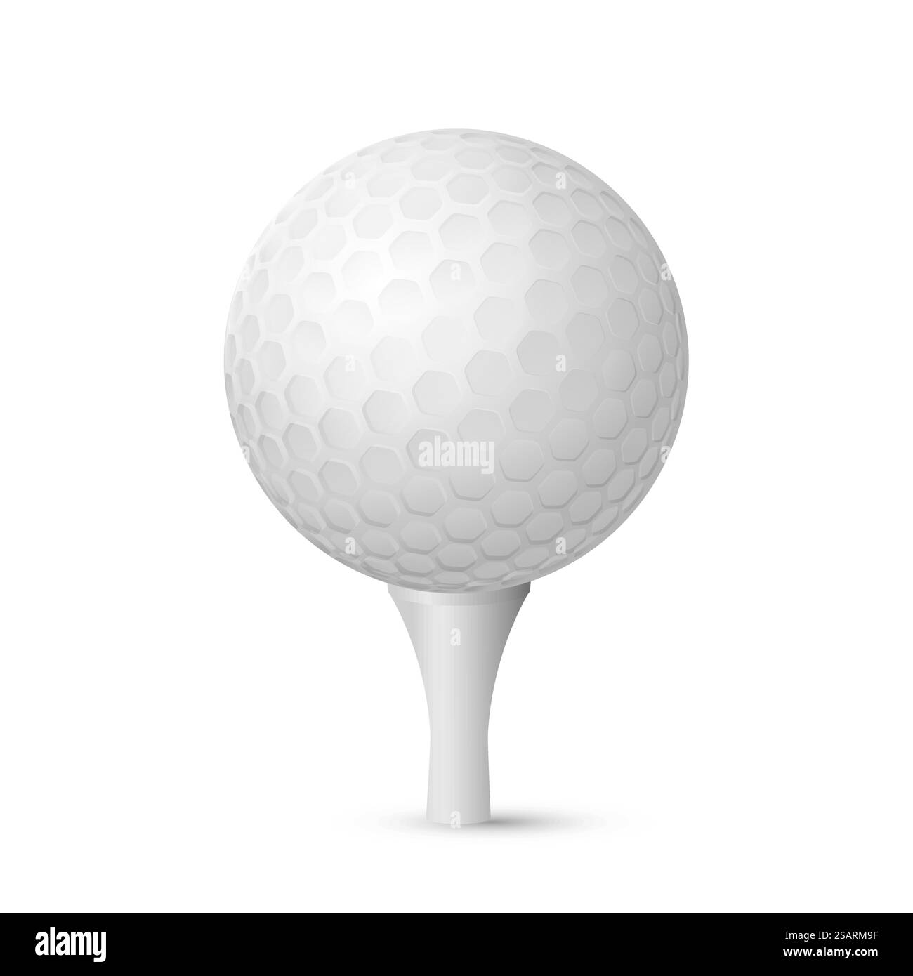 Golf ball on white tee realistic vector illustration isolated Stock ...