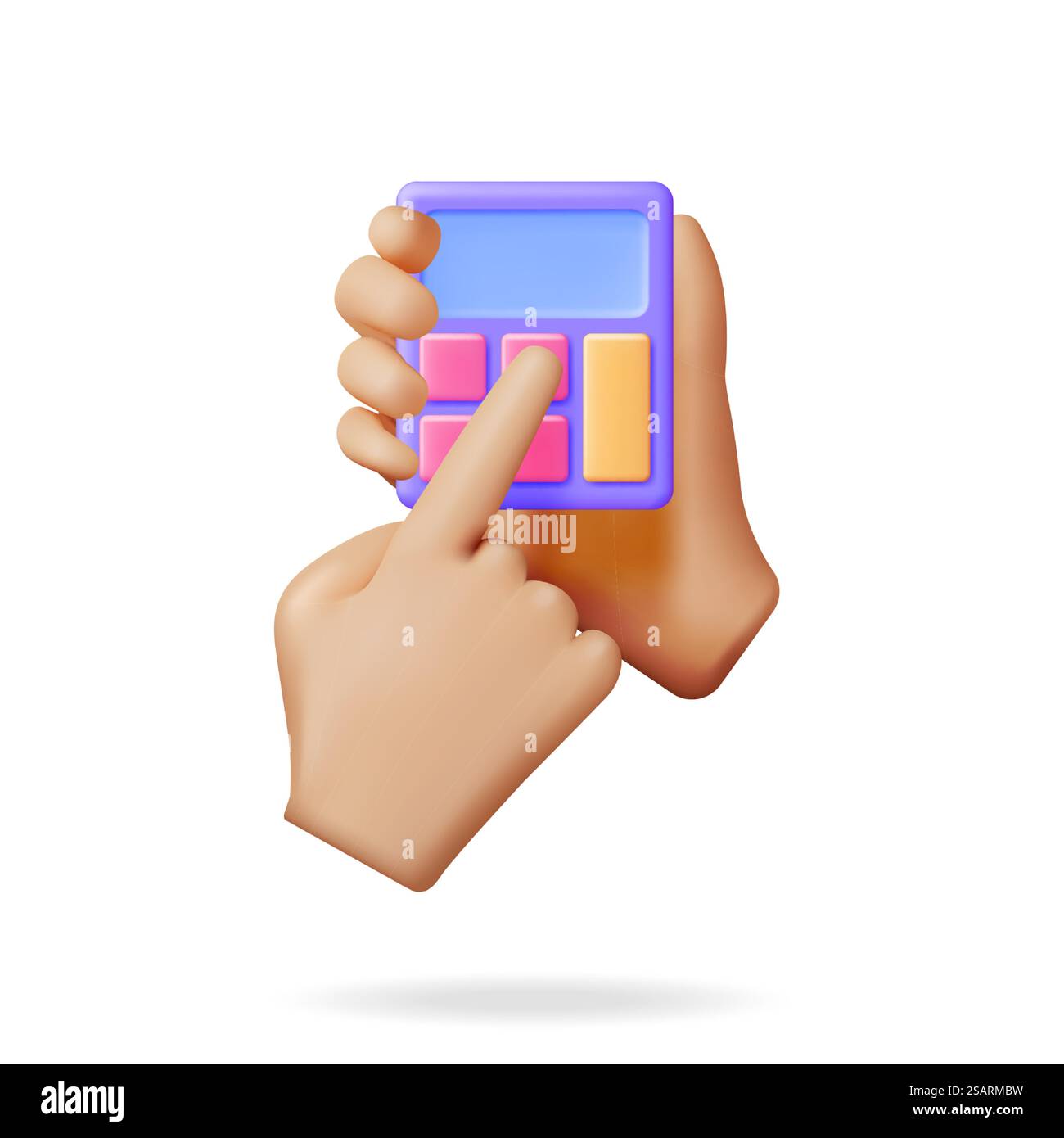 3D Modern Calculator and Hand Isolated. Render Mathematics Icon ...