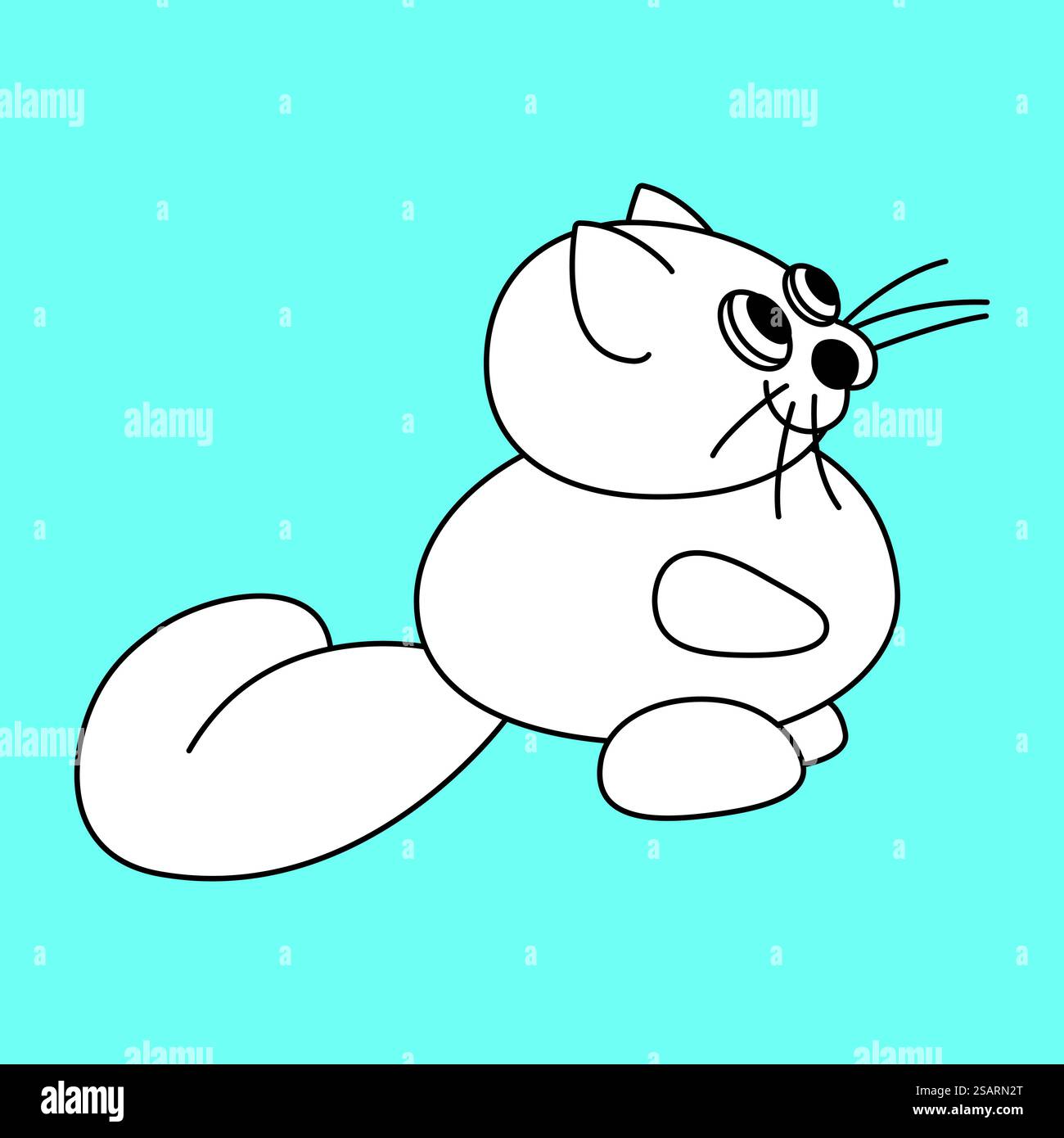Funny cat. Simple outline illustration Stock Vector Image & Art - Alamy