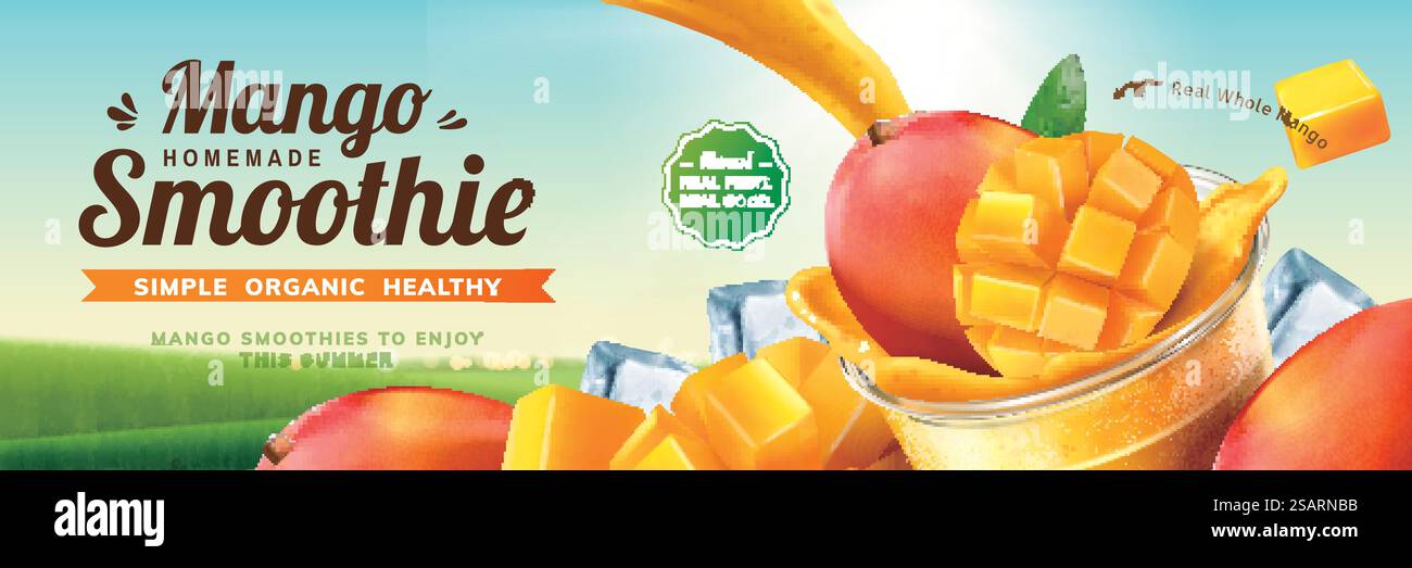 Mango smoothie banner ads Stock Vector