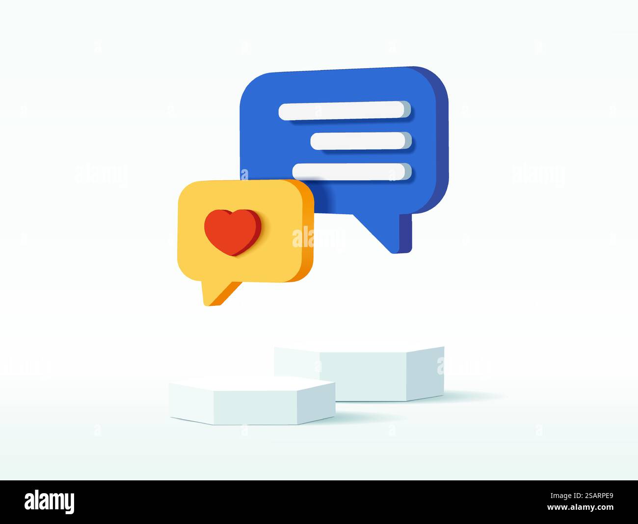 Chat bubbles or speech bubble icon website ui on white background 3d ...