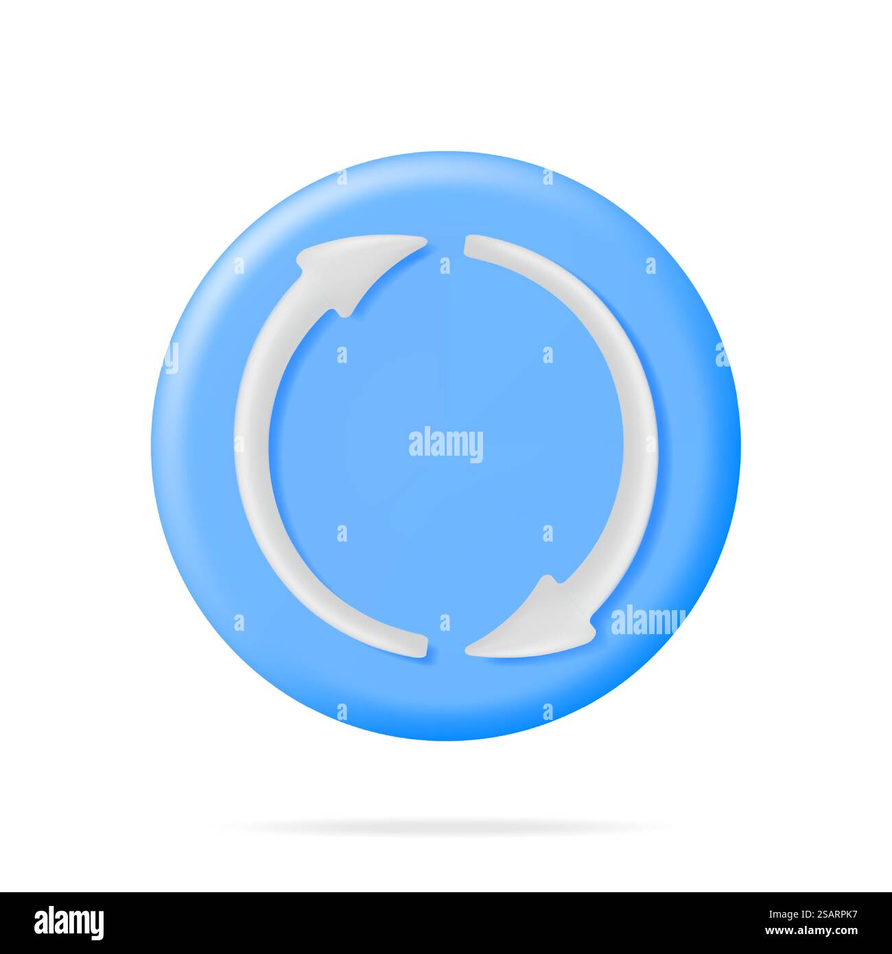 3D Synchronization Icon Isolated. Render Sync Sign in Round Shape. Cloud Computing or Refresh, Restart, Recycle, Reset Symbol. Vector Illustration. 3D Synchronization Icon Isolated Stock Vector