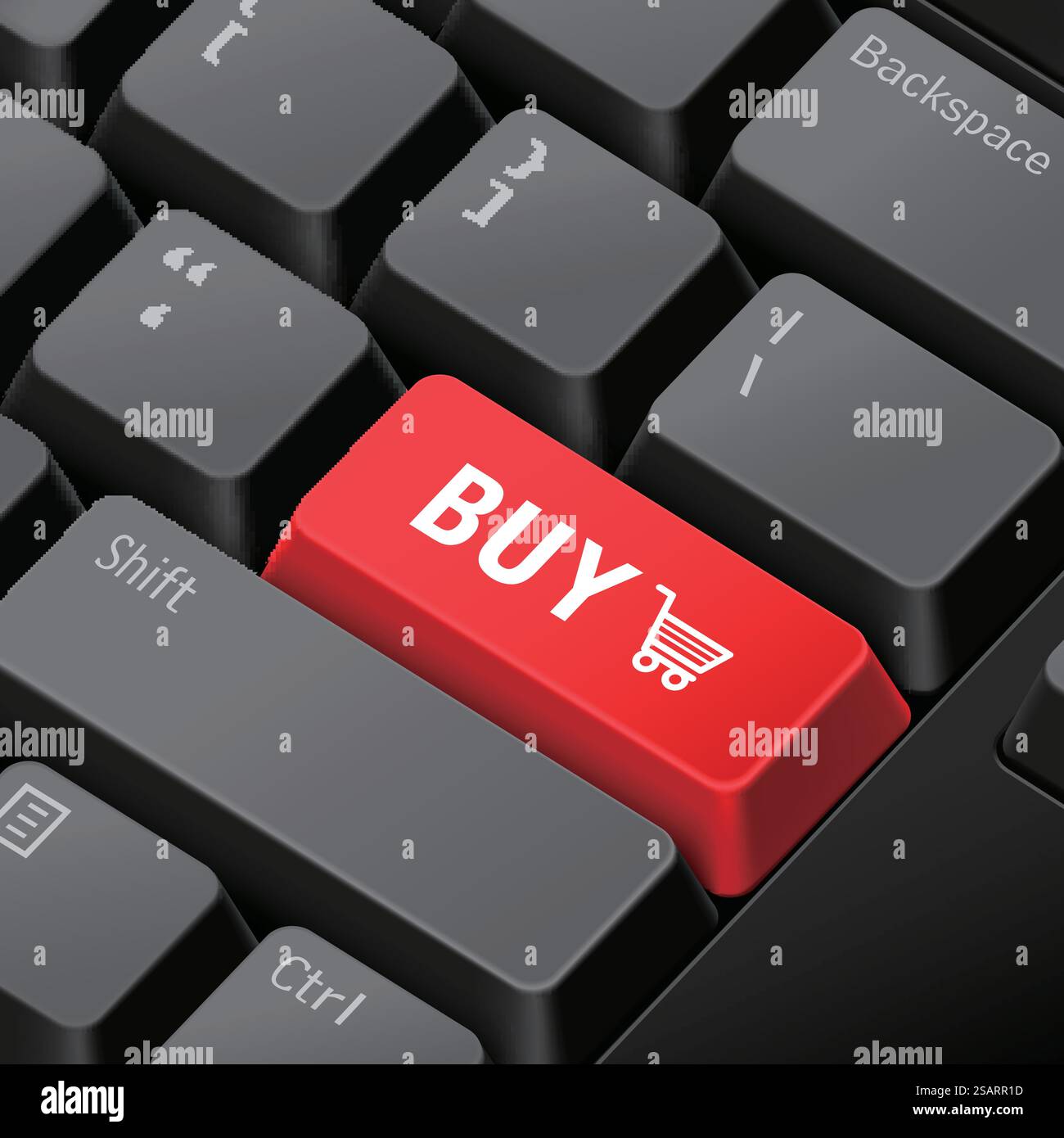 message on 3d illustration keyboard enter key for online shopping concepts. online shopping concept with 3d computer keyboard Stock Vector
