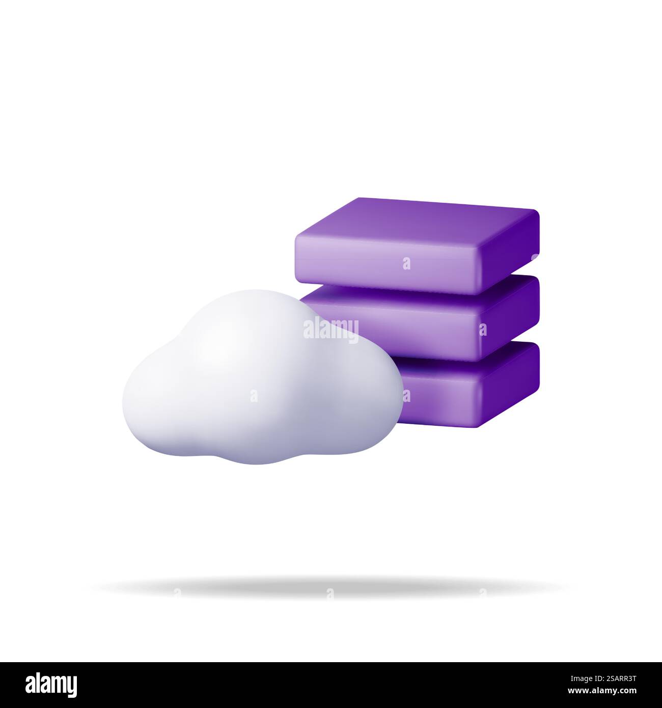 3d Cloud Server Isolated on White. Render Server Computer with Cloud. Remote Technology Concept. Data Storage, Artificial Intelligence, Neural Network. Computer Internet Systems. Vector Illustration. 3d Cloud Server Isolated on White. Stock Vector